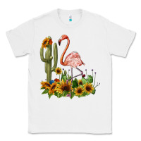 White flamingo with cactus and sunflowers Classic Tee - BarkalooDesign