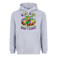 Heather Grey mardi gras king cake calories don't count Heavyweight Hoodie - RanaPortraitStore