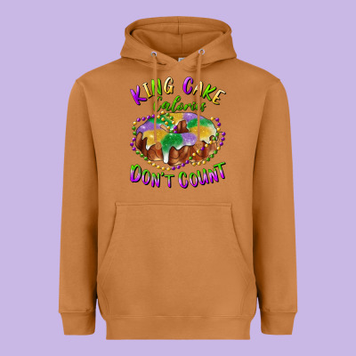 Heavyweight Hoodie mardi gras king cake calories don't count