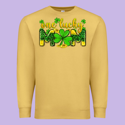 One Lucky Mom Premium Sweatshirt Designed By Zillion Design Studio