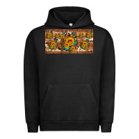 Pigment Black sunflower gemstone leopard cowhide horseshoe license plate Urban Hoodie - Artiststas