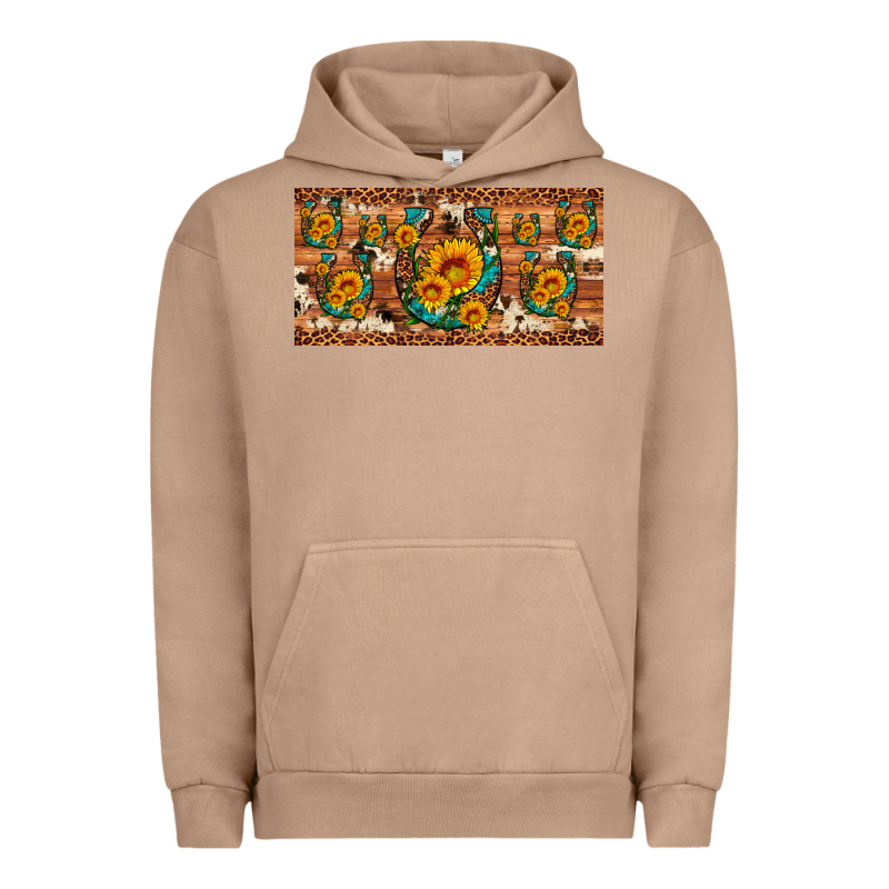 Sunflower Gemstone Leopard Cowhide Horseshoe License Plate Urban Hoodie by Artiststas | Teevron