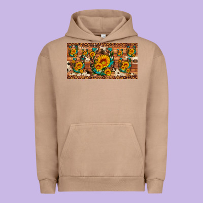 Sunflower Gemstone Leopard Cowhide Horseshoe License Plate Urban Hoodie Designed By Artiststas
