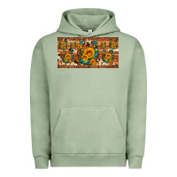 Pigment Oil Green sunflower gemstone leopard cowhide horseshoe license plate Urban Hoodie - Artiststas