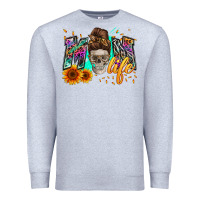 Heather Grey mom life with skull Premium Sweatshirt - Zillion Design Studio