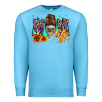 Ocean Blue mom life with skull Premium Sweatshirt - Zillion Design Studio