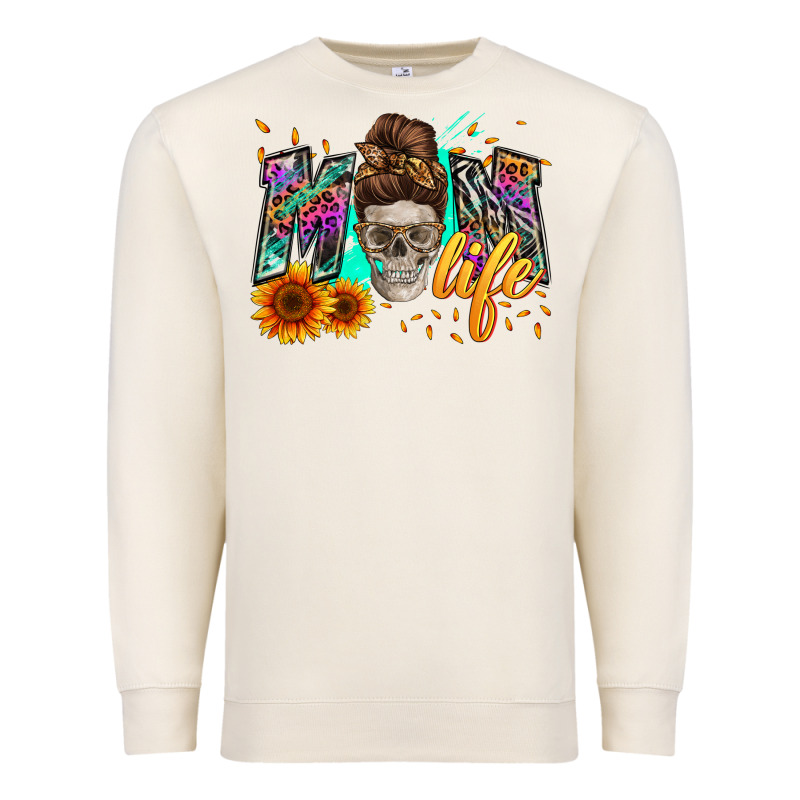 Mom Life With Skull Premium Sweatshirt by Zillion Design Studio | Teevron