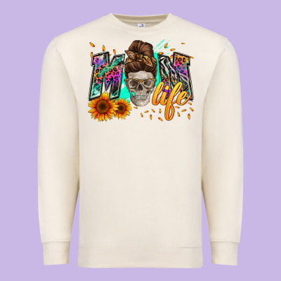 Mom Life With Skull Premium Sweatshirt Designed By Zillion Design Studio