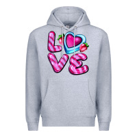 Heather Grey love with strawberry candy Premium Hoodie - AdoDesignShop