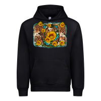 Black sunflower gemstone leopard cowhide horseshoe background Urban Hoodie - Artiststas