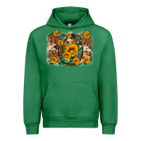 Emerald sunflower gemstone leopard cowhide horseshoe background Urban Hoodie - Artiststas
