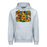 Heather Grey sunflower gemstone leopard cowhide horseshoe background Urban Hoodie - Artiststas