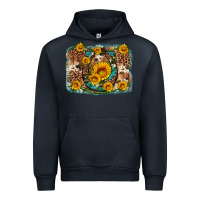 Navy sunflower gemstone leopard cowhide horseshoe background Urban Hoodie - Artiststas