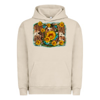Pigment French Oak sunflower gemstone leopard cowhide horseshoe background Urban Hoodie - Artiststas