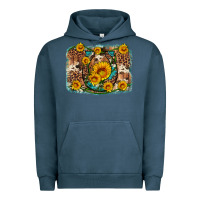 Pigment Midnight Navy sunflower gemstone leopard cowhide horseshoe background Urban Hoodie - Artiststas