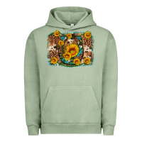 Pigment Oil Green sunflower gemstone leopard cowhide horseshoe background Urban Hoodie - Artiststas