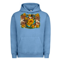 Pigment Pebble Blue sunflower gemstone leopard cowhide horseshoe background Urban Hoodie - Artiststas