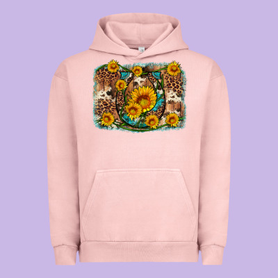 Sunflower Gemstone Leopard Cowhide Horseshoe Background Urban Hoodie Designed By Artiststas