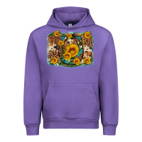 Tulip sunflower gemstone leopard cowhide horseshoe background Urban Hoodie - Artiststas