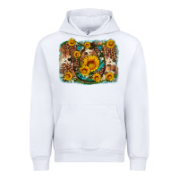 White sunflower gemstone leopard cowhide horseshoe background Urban Hoodie - Artiststas