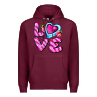 Burgundy love with strawberry candy Premium Hoodie - AdoDesignShop