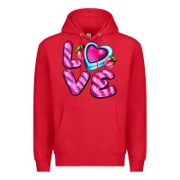 Red love with strawberry candy Premium Hoodie - AdoDesignShop