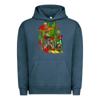 Pigment Midnight Navy skeleton with sombrero and tequila Urban Hoodie - AdoDesignShop
