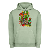 Pigment Oil Green skeleton with sombrero and tequila Urban Hoodie - AdoDesignShop
