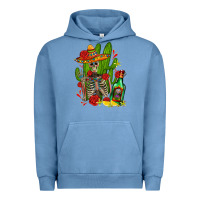 Pigment Pebble Blue skeleton with sombrero and tequila Urban Hoodie - AdoDesignShop