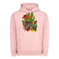 Pigment Salmon skeleton with sombrero and tequila Urban Hoodie - AdoDesignShop