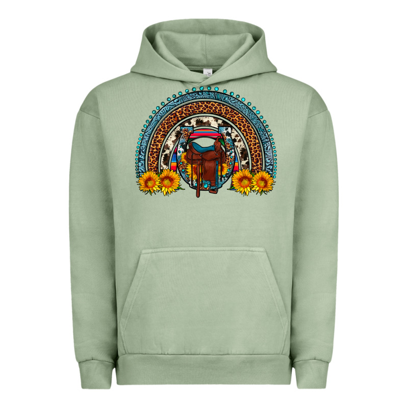 Saddle Sunflower Horseshoe Rainbow Urban Hoodie by Artiststas | Teevron