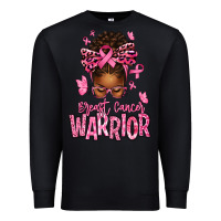 Black brest cancer warrior afro messy bun Premium Sweatshirt - texasbilliewilder