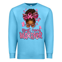 Ocean Blue brest cancer warrior afro messy bun Premium Sweatshirt - texasbilliewilder