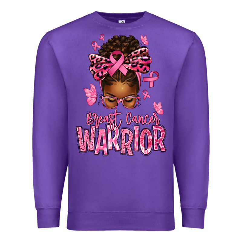 Brest Cancer Warrior Afro Messy Bun Premium Sweatshirt by texasbilliewilder | Teevron