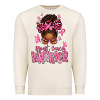 Sandshell brest cancer warrior afro messy bun Premium Sweatshirt - texasbilliewilder