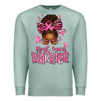 Seafoam brest cancer warrior afro messy bun Premium Sweatshirt - texasbilliewilder