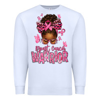 White brest cancer warrior afro messy bun Premium Sweatshirt - texasbilliewilder