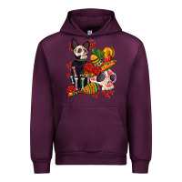 Mauve Wine mexican dead day with skeleton cat Urban Hoodie - AdoDesignShop