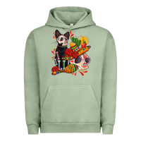 Pigment Oil Green mexican dead day with skeleton cat Urban Hoodie - AdoDesignShop