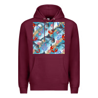 Burgundy dolphin and crab seamless pattern Premium Hoodie - BundleAndBundleShop