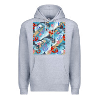 Heather Grey dolphin and crab seamless pattern Premium Hoodie - BundleAndBundleShop
