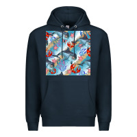 Navy dolphin and crab seamless pattern Premium Hoodie - BundleAndBundleShop
