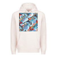 Pale Pink dolphin and crab seamless pattern Premium Hoodie - BundleAndBundleShop