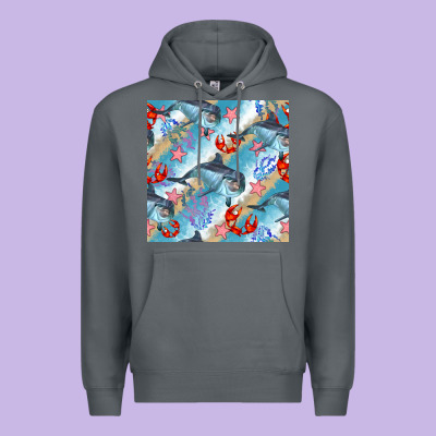 Dolphin And Crab Seamless Pattern Premium Hoodie Designed By Bundleandbundleshop