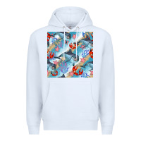 White dolphin and crab seamless pattern Premium Hoodie - BundleAndBundleShop