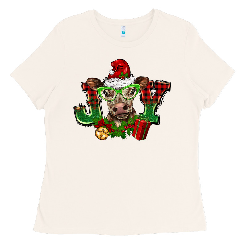 Christmas Joy Cow Ladies Tee by BarkalooDesign | Teevron