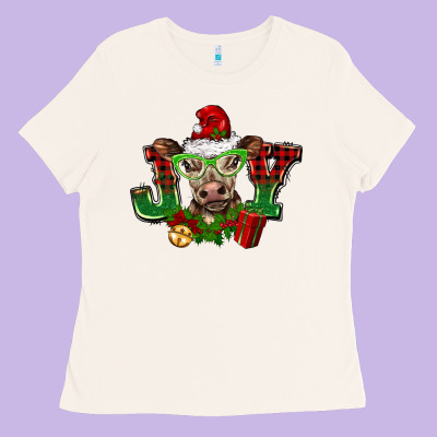 Christmas Joy Cow Ladies Tee Designed By Barkaloodesign
