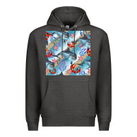 Charcoal Heather dolphin and crab seamless pattern Premium Hoodie - BundleAndBundleShop