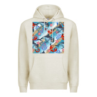 Oatmeal Heather dolphin and crab seamless pattern Premium Hoodie - BundleAndBundleShop