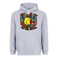 Heather Grey play ball softball Heavyweight Hoodie - texasbilliewilder